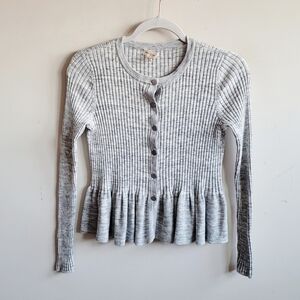Rebecca Peplum Ribbed Cardigan Sweater